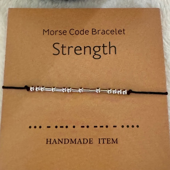 STRENGTH Lot x 2: Black Glass Candle Primitives by Kathy Morse Code Bracelet NEW - Picture 2 of 16
